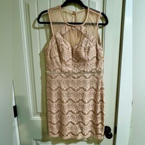 Elegant Lace Halter Dress - Rose Gold